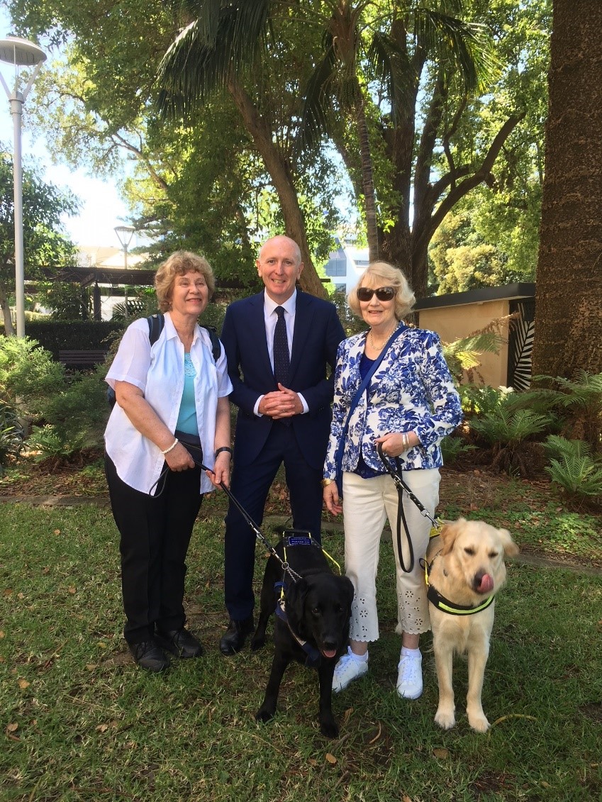 Client Karen with Vega SED, Minister Dawson, Client Therese with Yael